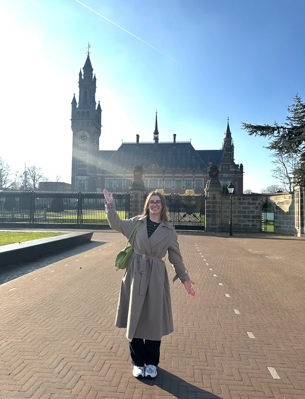 In front of The Peace Palace in the Hague, Netherlands